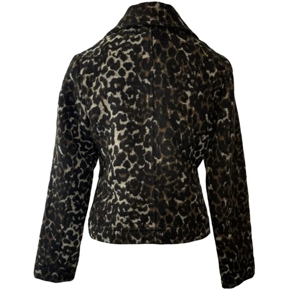 |EUC| GREYLIN {Anthropologie} Animal Print Knit Moto Zip Jacket